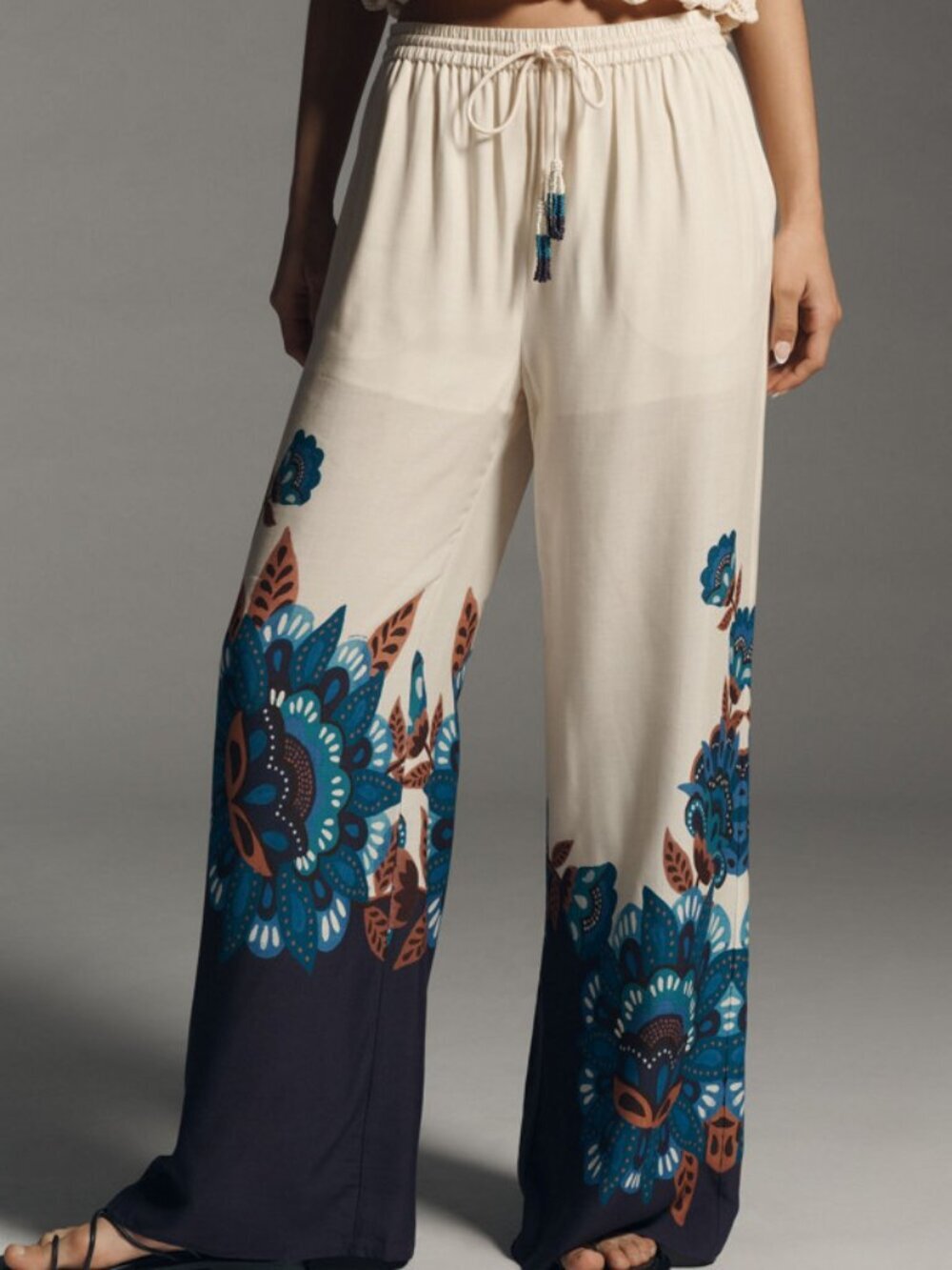 FARM Rio Blue Printed Pull-On Pants Size Small 38234